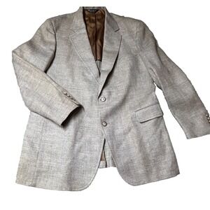 Vtg John Alexander Men's 44R by measurement Brown Herringbone Tweed Wool‎ Blazer